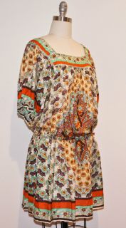 Johnny Was Collection Prissy Printed Silk Dress w Slip S  