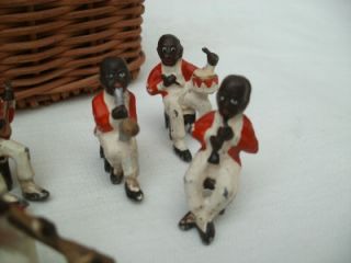 A Collection of Antique Black Band Musicians Figures Toys Cake Decorations  