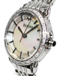 NEW BULOVA 96R146 Womens 24 Diamonds Mother of Pearl 450 Stainless Steel Watch  