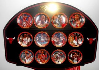 Michael Jordan Bulls Upper Deck 12 Plates Set Bradford Exchange w Display Board  