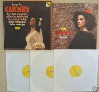 Von Karajan "Carmen" Jose Carreras Agnes Baltza 3 LP Box Set Records Import  