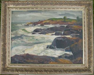 Oil Seascape by Well listed Rockport American Impressionist Joseph Newman  