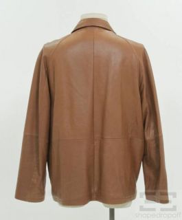 Joseph Abboud Mens Tan Leather Zip Front Jacket Size Large  