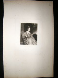 After Joshua Reynolds c1830 Folio Mezzotint Lady Harriot Acland Pretty Lady  