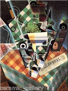 Juan Gris Abstract Collage Art Painting Still Life Tablecloth Craft Ceramic Tile  