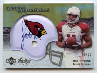 2007 Sweet Spot Signatures Larry Fitzgerald Cardinals Autograph Helmet Card 20  
