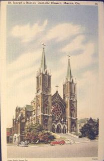 St Joseph's Catholic Church Macon GA Postcard 1950  