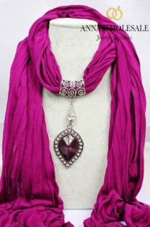 6pcs Lot Imit Gemstone Leaf Pendant Wrap Scarf Crystal Jewelery Necklace Scarves  