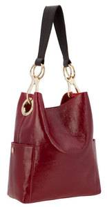 JPK Paris Leather Handbags Wrinkle Patent Leather Bucket Bag Hobo Burgundy Red  