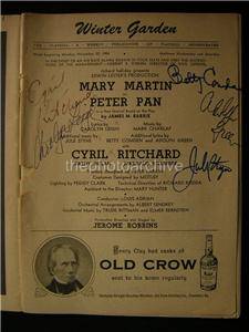 1954 Carolyn Leigh Jule Styne Cyril Ritchard Peter Pan Signed Playbill 160N  