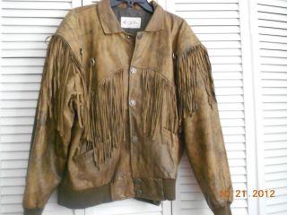 Vintage M Julian Mens Brown Fringed Leather Jacket