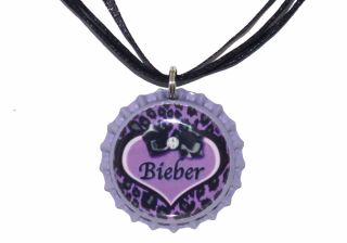 Justin Bieber Inspired Lavender Purple Bottle Cap Black Ribbon