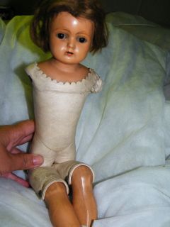 Antique Doll Pre 30s Leather Body Needs TCL Kammerer Reinhart