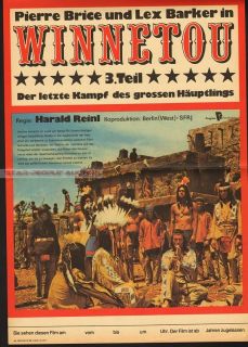 Karl May Lex Barker Winnetou 3 East German Art Poster