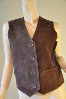 Kathy Ireland Sportswear Geniune Leather Brown Vest Med