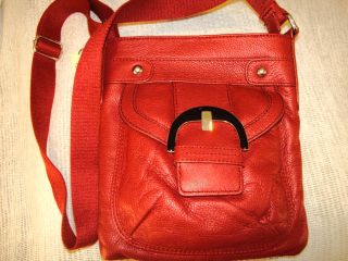 Kate Landry Crossbody True Red PEBBLED Leather Purse Bag $89