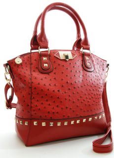 Katherine Red Ostrich Classic Satchel