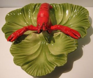 Vintage 1950s Brad Keeler #866 Divided Lobster Handled Serving Leaf