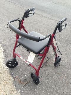 Roscoe ROS RL8BG Deluxe Rollator Rolling Walker Red With SEAT and