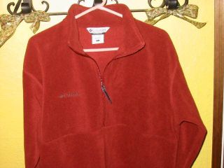 Mens Large Columbia Zip Pullover Rust Colored Fleece Sports Wear