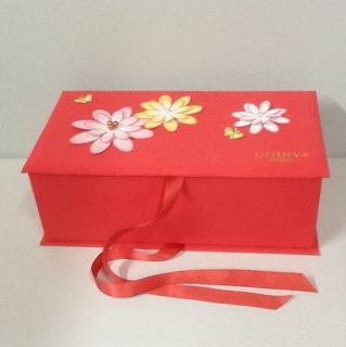 Godiva Chocolatier Decorative Keepsake Box Flowers & Butterflies Coral