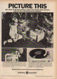1968 GE Show N Tell Phono Viewer Record Player 60s Ad