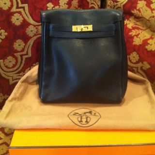 RARE Black Hermes Kelly Ado PM with Gold Hardware Backpack