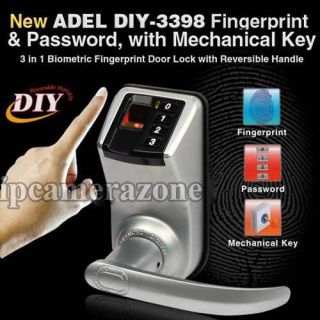 Fingerprint Entry Door Lock Adel 3398 Keyless or Key Dual Ways
