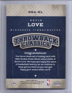Minnesota Timberwolves Kevin Love Throwback Classics Dual Rookie