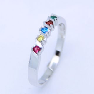 925 Sterling Silver Family Sisters Mothers 5 Birthstone Ring