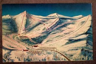 Killington Vt Postcard Of Artist Rendition of Trails Map Vintage Circa