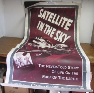 1956 SATELLITE IN THE SKY POSTER~HUGE~Warner Bros.~KIERON MOORE~SCI FI
