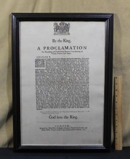 Antique 17thC King Charles II English *King’s Proclamation* Sailors