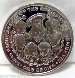 IOM King Henry VIII and Wives 2009 Cuni 1 Crown Coin
