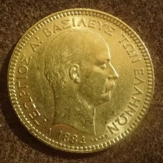 Greece 1884A Gold 20 Drachmai King George I