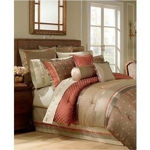 Waterford Linens Bogden Gold Red King Size Comforter New in Box