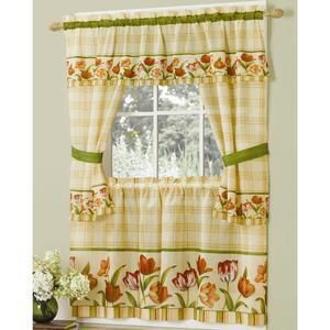 New Tulips Kitchen Tier Curtain and Topper Set