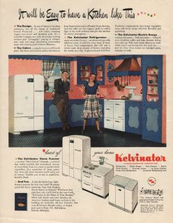 1945 Vintage Kelvinator Kitchen Refrigerator Range Freezer Appliances