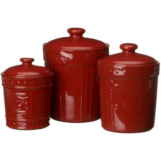 New Sorrento Signature Set of 3 Kitchen Canisters Ruby Red Other