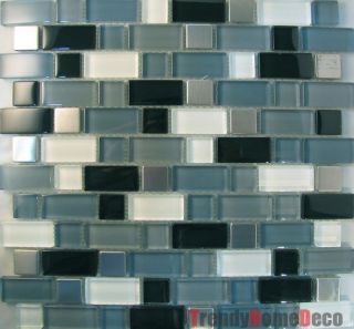 Steel Pattern Gray Glass Mosaic Tile Backsplash Kitchen Sink