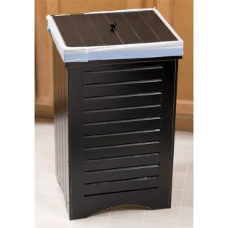 13 Gallon Kitchen Black Wood Trash Can Bin with Lid New