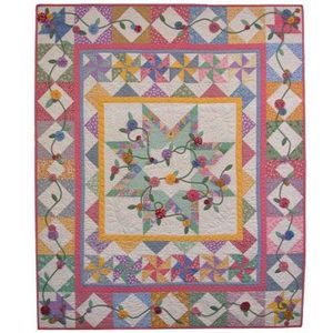 New Quilt Pattern Pieced Applique 56x68 Beauty