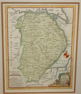 Antique Map Thomas Kitchin Lincolnshire 1760 Colored Mint and Framed