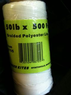 Bulk Kite Line 50lb x 500 Braided Polyester on Tube