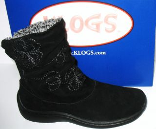 Klogs USA Parkview Black Floral Suede Ankle Boot Size 7 5M New in Box