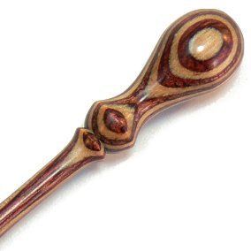 Wood Hair Stick/Pin ~Candy Cane HARDWOOD~ by Katherine Kowalski red