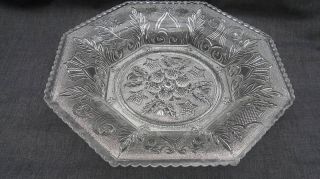 Lacy Period Sandwich Glass Beehive Thistle Oct Plate