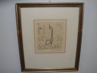 Listed Abram Krol 1919 French Etching Judaica Signed