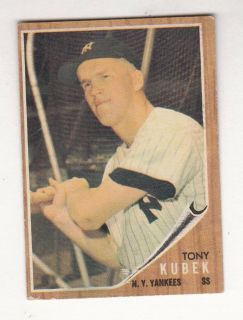 Tony Kubek 430 N Y Yankees Shortstop 1962 Topps EX