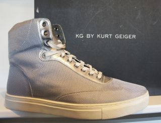 Kurt Geiger Leather Silver Lucas Sports Hi Tops